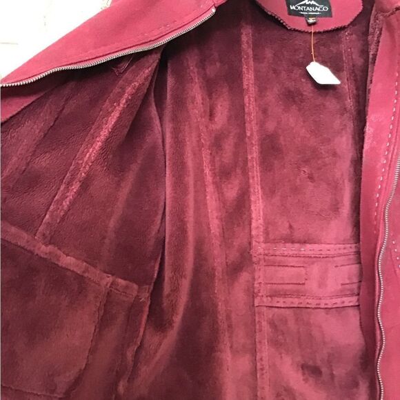 MONTANACO LG. FAUX RED LEATHER JACKET - Picture 4 of 7
